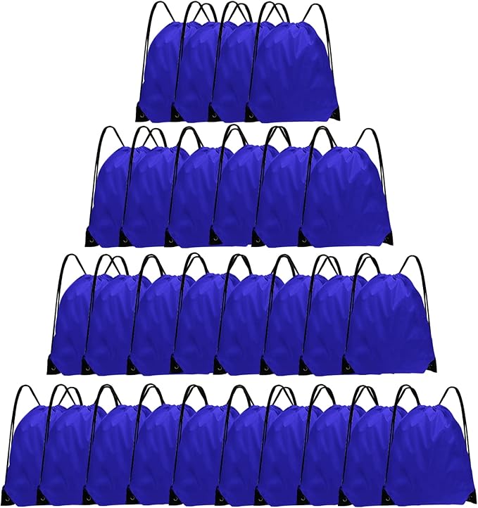 Drawstring Bags 28 PCS Drawstring Backpack Bulk String Backpack Cinch Bag Sackpack for Men Women Gym (Navy Blue)