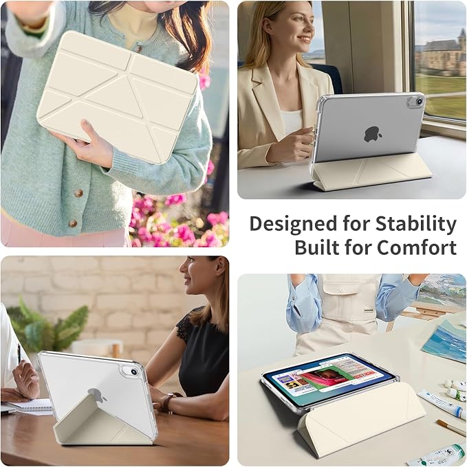 Case for iPad mini 7 (A17 Pro 2024) / iPad mini 6 2021 8.3 Inch | Slim Light Clear Anti-Yellow Transparent Back Cover Multi-Angle Stand Protective Case Auto Sleep/Wake (Black)