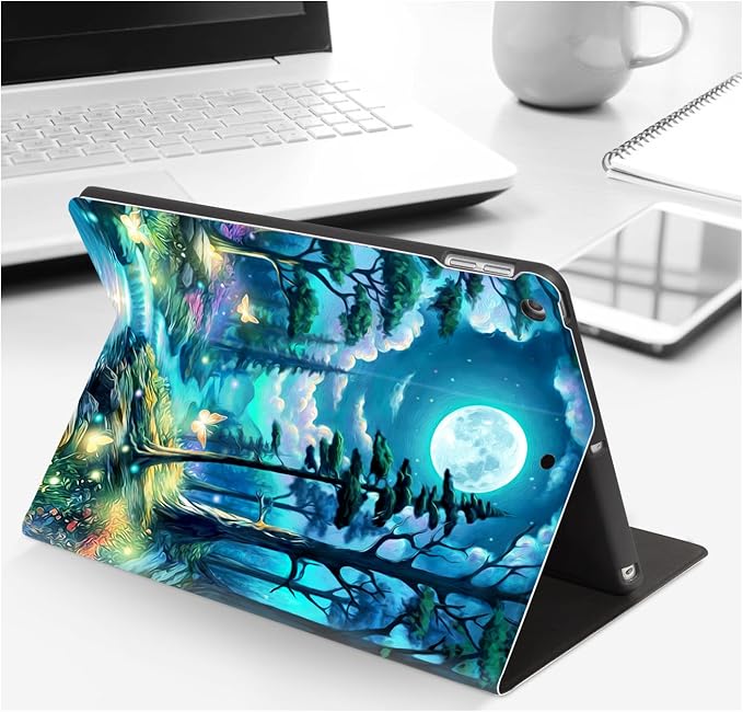 Lokigo Case for iPad 9th/8th/7th Gen 10.2 Air 3rd/Pro10.5 Aurora Forest | Protective Folio Soft Back Cover Pencil Holder for Teens/Students/Office Staffs 4 Angles Viewing Stand Auto Wake/Sleep