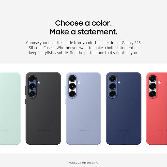 Samsung Galaxy S25+ Silicone Phone Case Protective Cover Color Variety Smooth Grip Durable Design Snug Fit US Version EF-PS936CBEGUS Black