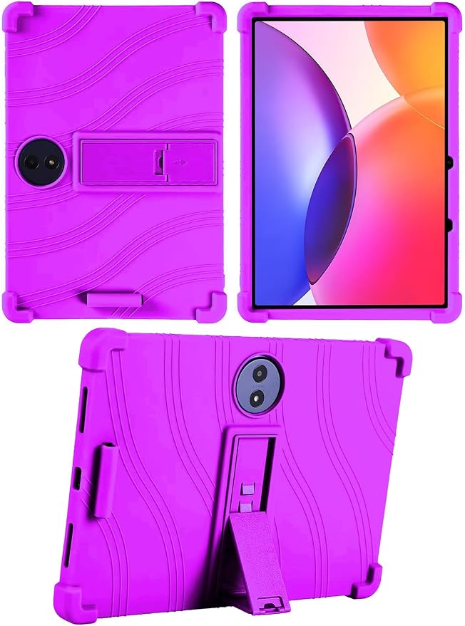 Silicone Case with Kickstand for TCL Tab A1 Plus 12.2 (Model 9445X) Soft Shockproof Protective Cover Stand Tablet Case (Black)
