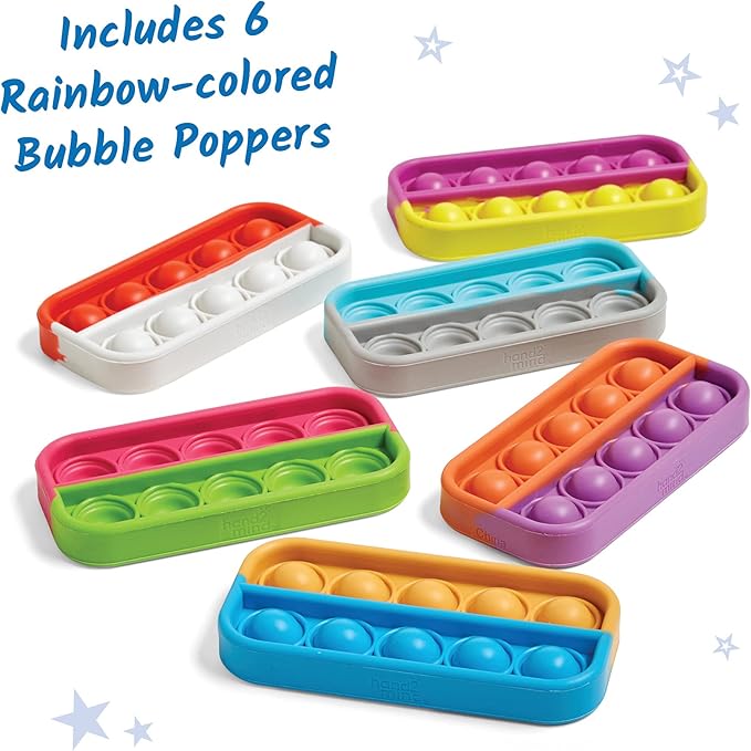 hand2mind Ten Frame Sensory Bubble Poppers, Push Pop Fidget Toys for Kids, Math Manipulatives Kindergarten, Calm Down Corner Supplies, Fine Motor Skills, Toddler Car Toys for Travel (Set of 6)
