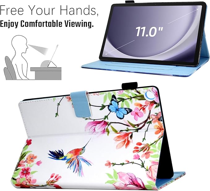 Case for Galaxy Tab A11+ Plus 2026/ A9 Plus 2024 11-Inch Funut PU Leather Folio Cover Multi-Angle Stand with Auto Wake/Sleep Case for Samsung Galaxy Tab A9 Plus/A9+ Tablet Bird