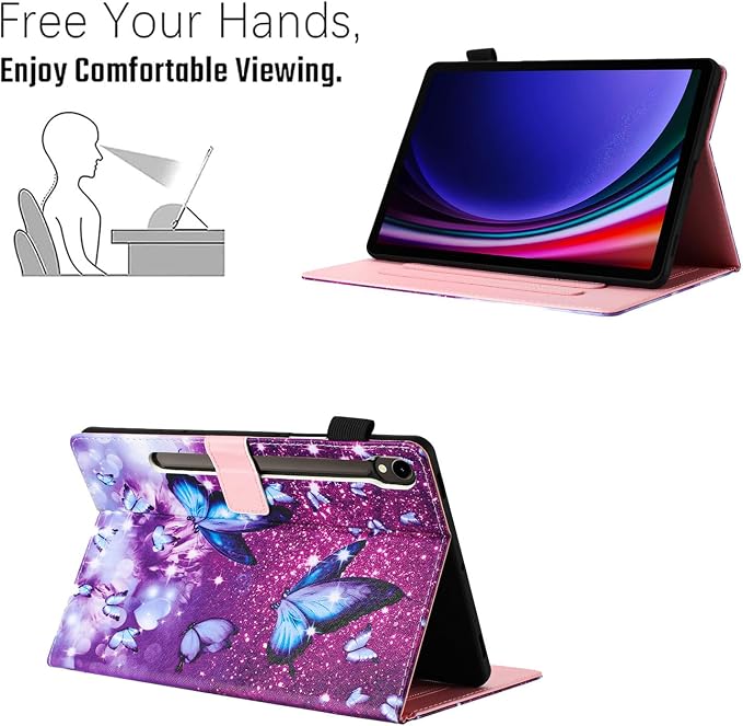 Case for Samsung Galaxy Tab S10 Lite/ S10 FE/ S9 FE 10.9 InchX400/X520/X510 Auto Wake/Sleep Premium PU Leather Folding Stand Cover with Pen Holder &amp Multiple Viewing Angles - Beach