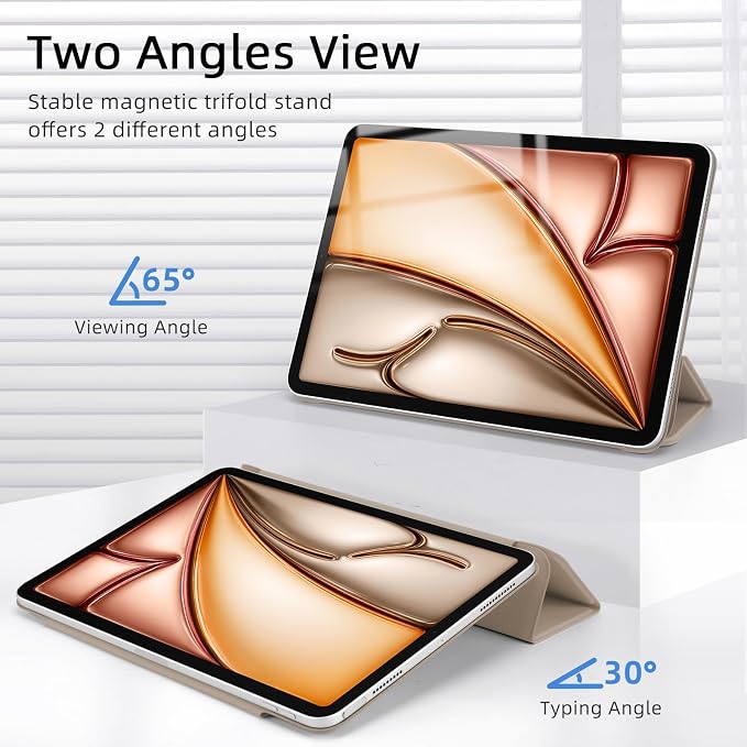 for iPad Air 13 inch M4/M3/M2 Case (2026/2025/2024Model A3268/A3269/A3271) Auto Sleep/Wake and Magnetic Closure Slim Trifold Stand Case PU Leather Cover Support Apple Pencil Pro Black