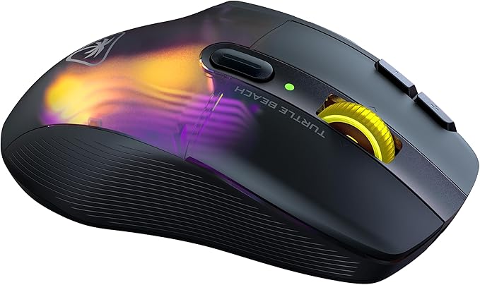 Turtle Beach Kone XP Air Wireless RGB Gaming Mouse, 19000 DPI Optical Sensor, 100-hour Rechargeable Battery & Charging Dock, 29 Programmable Inputs, Ergonomic Design, Bluetooth, 4D Wheel – Black