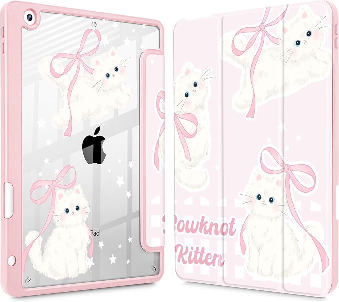 May Chen for iPad 9th Generation with Pencil Holder iPad 8th/7th Gen Case 10.2-inch [Penceil Holder] Trifold Stand Auto Wake/Sleep Clear TPU Protection Back Cover Ballet Shoes