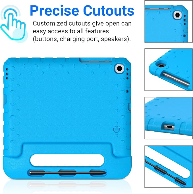 Kids Case for Samsung Galaxy Tab S6 Lite 10.4 Inch with S Pen Holder Black | Fits 2024/2020/2022 Released Shockproof EVA Lightweight Foldable Handle Stand Washable Kids-Friendly