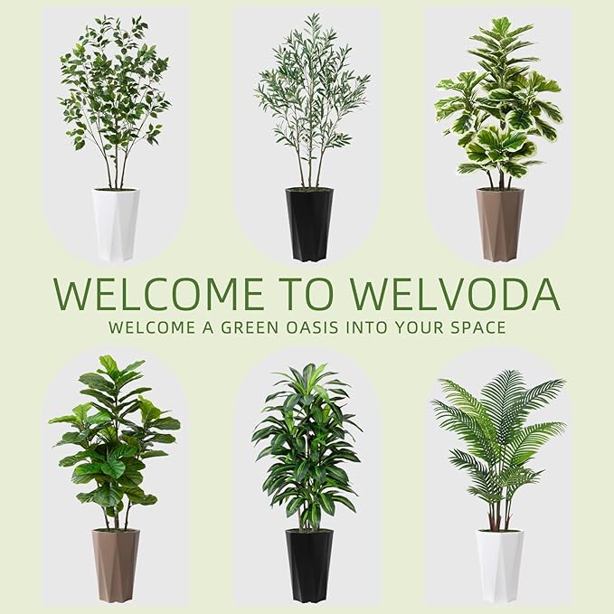 Artificial Palm Plant Indoor 5FT Fake Tree with White Diamond Planter Faux Tropical Areca Tall Fake Floor Plant in Pot Artificial Trees for Home Office Living Room Decor Indoor