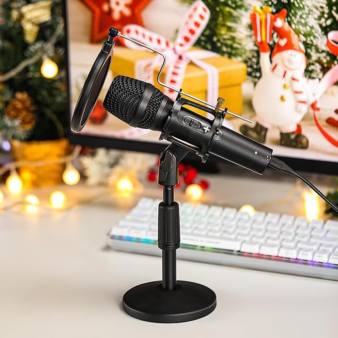 MAONO USB/XLR Podcast Dynamic Microphone, Studio Mic Kit with Volume Control, Shock Mount, Pop Filter, Ideal for Vocal, Instruments Recording, Voice Over, Live Streaming (HD300T)