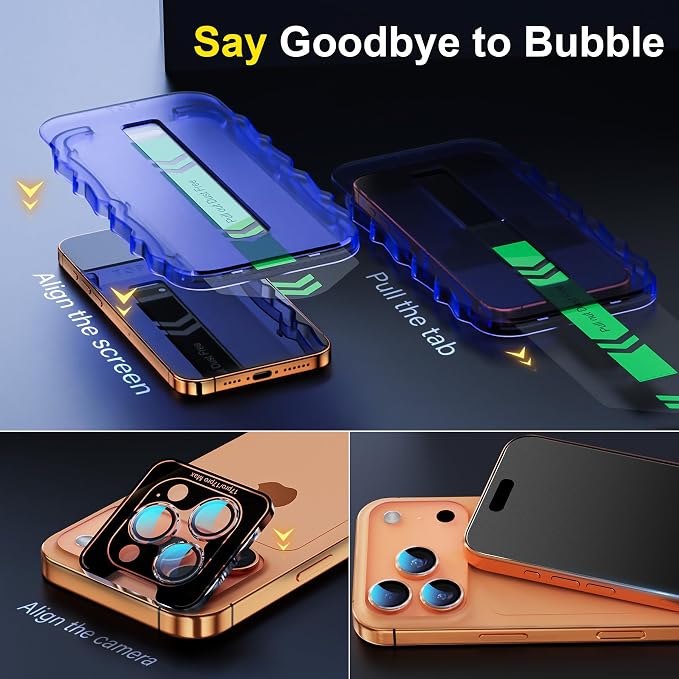 YWXTW 2 Pack Matte Screen Protector for iPhone 14 Pro Max 6.9 Inch + 1 Set Camera Lens Protector Anti Glare Anti Fingerprint 14 Pro Max Glass Screen Protector Bubble Free Smooth as Silk