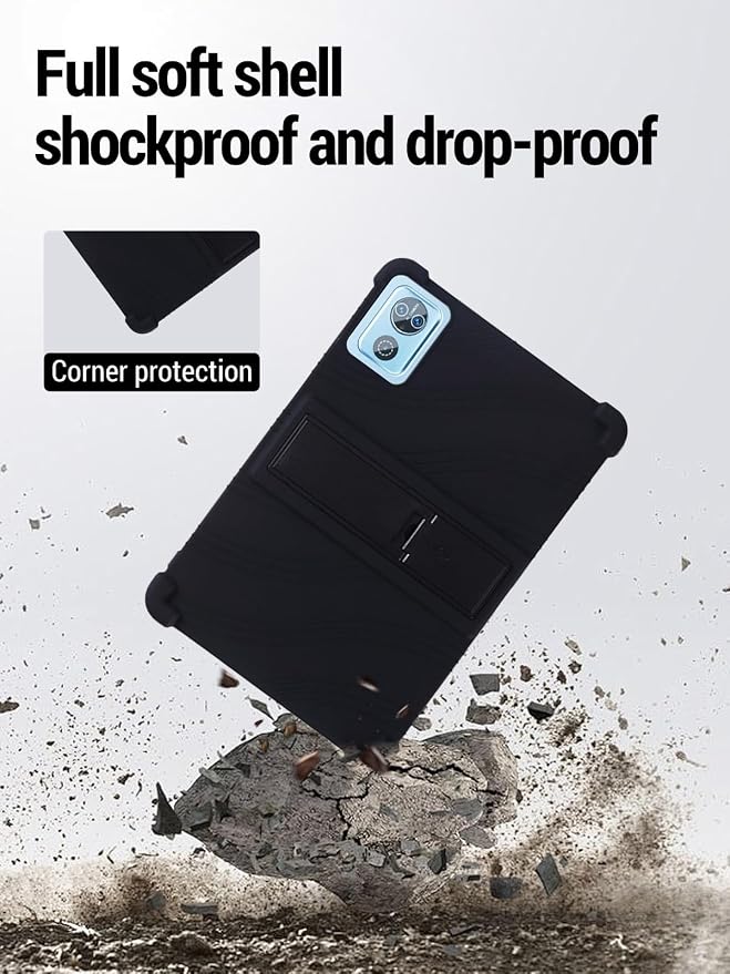 for DEERTiME E15 10 inch Android 15 Tablets Protective caseShockproof Lightweight Silicone Protective Cover with StandChild-Friendly ProtectionEasy to Clean DesignBlack