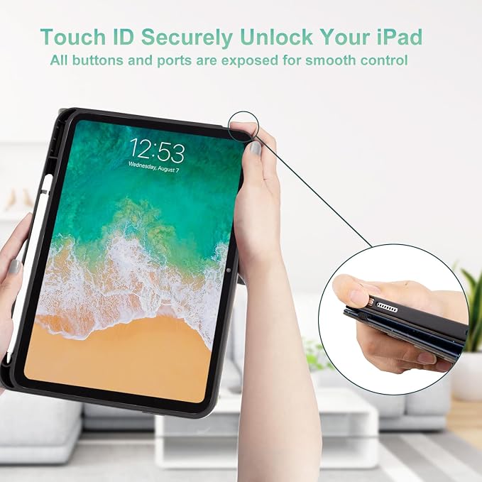 Lokigo Case for iPad (A16) 11th/10th Generation Aurora Forest | for iPad 11th-11 Inch/10th-10.9 Inch Stand Cover Pencil Holder/Hand Strap/Pocket Support Touch ID Auto Wake/Sleep