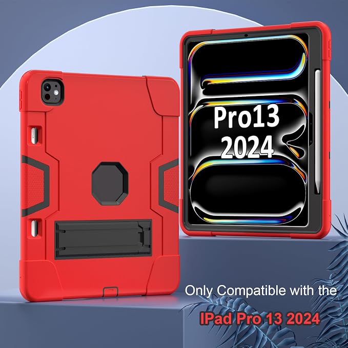 for iPad Pro 13 Inch Case M4 (2024 Model 7th Generation) A2925 A2926 A3007 with Kickstand Silicone Cover Protective Case for iPad Pro 13” Black