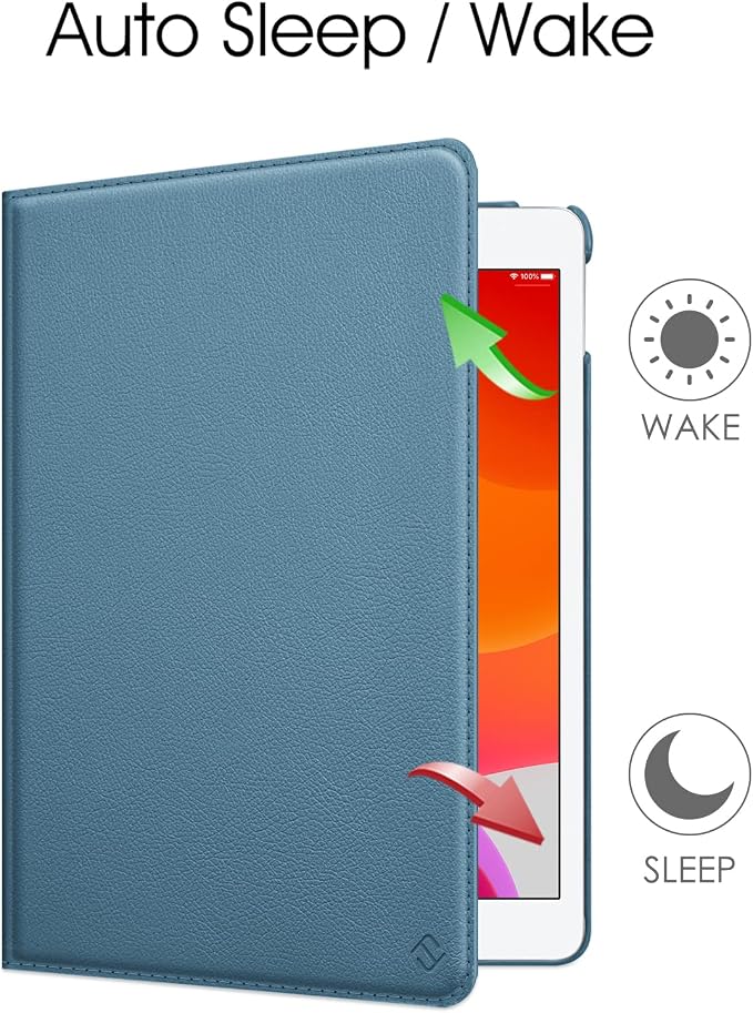 Fintie 360° Rotating Case for iPad 9th / 8th / 7th Generation 10.2 Inch | Swivel Stand Portrait &amp Landscape Viewing Shockproof Cover with Pencil Holder Auto Wake/Sleep Aqua Wave