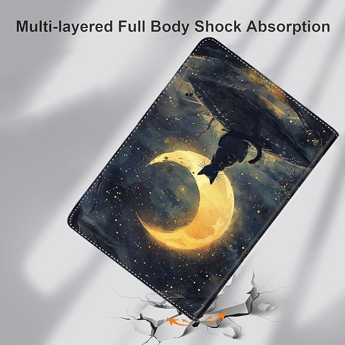 Case for iPad (A16) 11th Generation 11 Inch (2025) iPad 10th Generation 10.9 Inch (2022)，Slim Fit Foldable Standing Cover Case with Auto Sleep/Wake ，Moth Moon