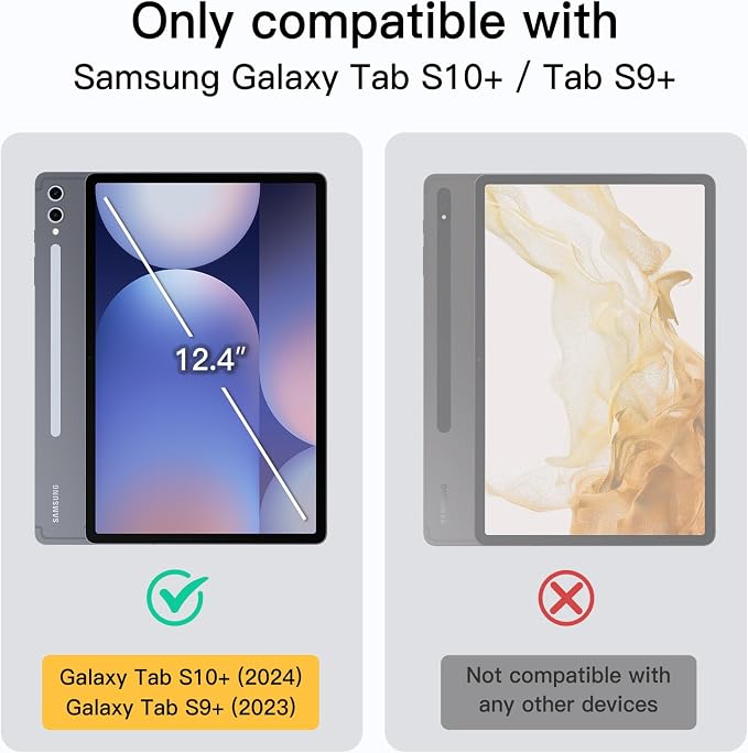 JETech Case for Samsung Galaxy Tab S10 Plus/Tab S9 Plus 12.4-Inch Translucent Back Tri-Fold Stand Protective Tablet Cover Support S Pen Charging Auto Wake/Sleep (Black)