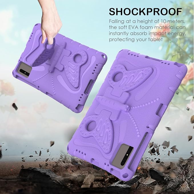 for Samsung Galaxy S9/S9FE/S8/S7 11 Butterfly Wings Kickstand Kids Girl Tablet Case EVA Material Light Weight Shockproof Kids Case for Lenovo M11 Xiaomi PDA 5/6 Redmi Pad SE (Blue)