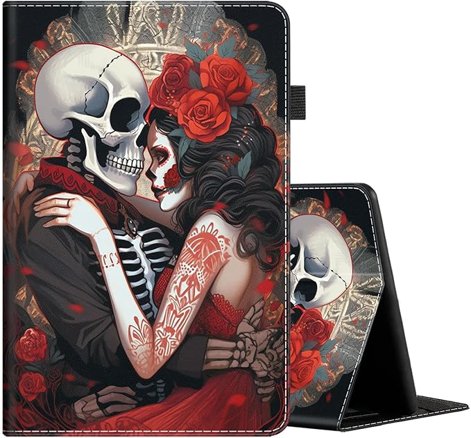 Case Cover for Amazon All-New Kindle Fire 7 Tablet (2022 Release-12th Generation) Latest Model 7 Slim Folding Stand Cover with Auto Wake/Sleep Dancing Skeleton in Mexican Costume