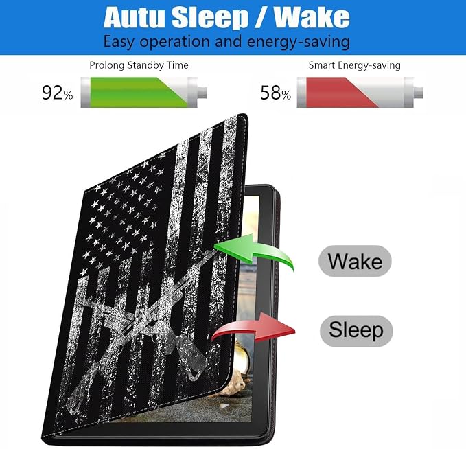 Case for Samsung Galaxy Tab S10 Lite 10.9/ S10 FE 10.9/ S9 FE 10.9/ S9 11 Slim PU Leather Stand Folio Cover with Auto Sleep Wake American Flag