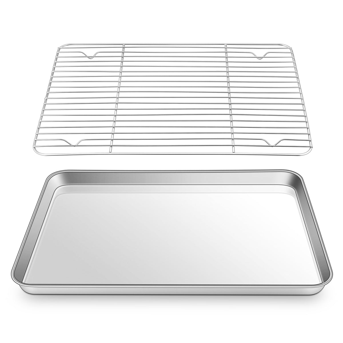 10.4” Baking Sheet Pan with Rack, Joyfair Stainless Steel Toaster Oven Tray
