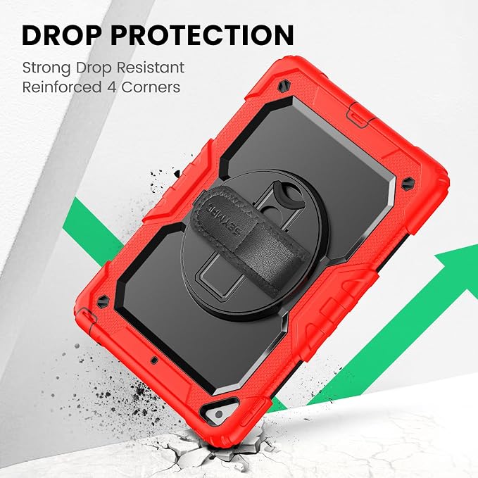 SEYMAC Case for iPad Air 3/ Pro 10.5 inch/Air 3rd Generation 10.5'' Black | Heavy Duty Shockproof Protective Built-in Screen Protector 360° Rotating Stand Hand/Shoulder Strap