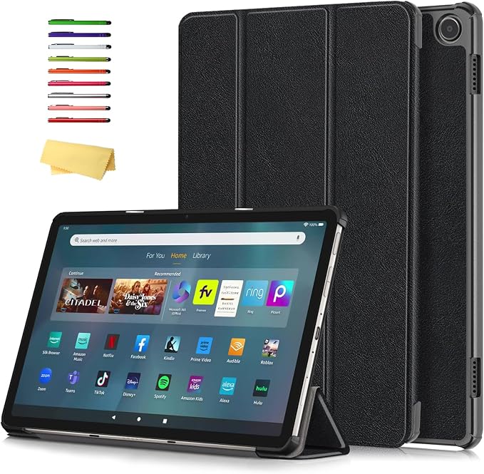 Slim Case for Amazon Fire Max 11 Tablet (13th Generation 2023 Release) Trifold Lightweight Hard Shell PU Leather Stand Folio Protective Cover with Auto Wake/Sleep Colored Graffiti Doodle