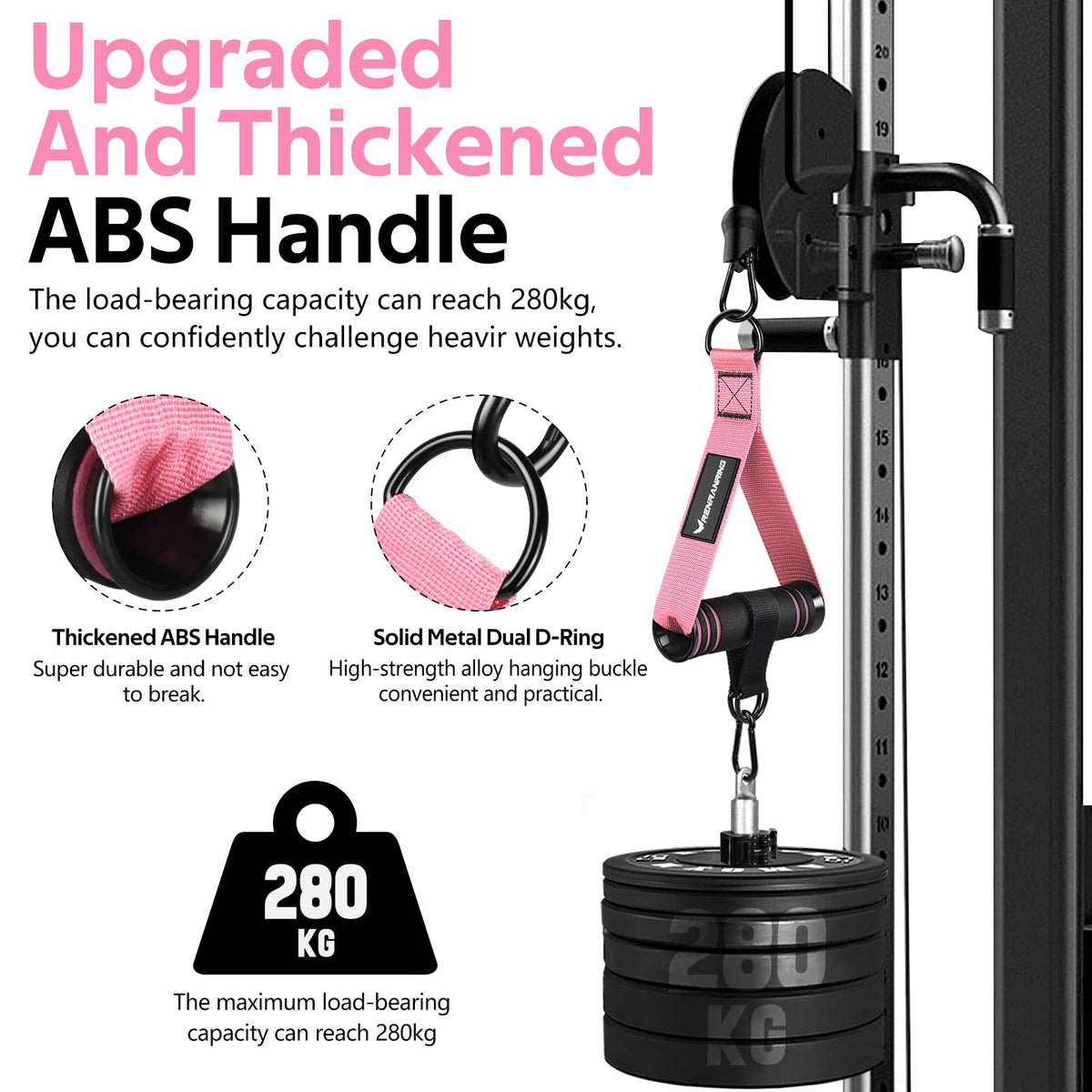 RENRANRING Gym Exercise Handles, Replacement Handle Attachments for Cable Machine Pulleys, Resistance Band and Strength Trainer, Pull Down Workout Accessories, Home Gym Add On Equipment