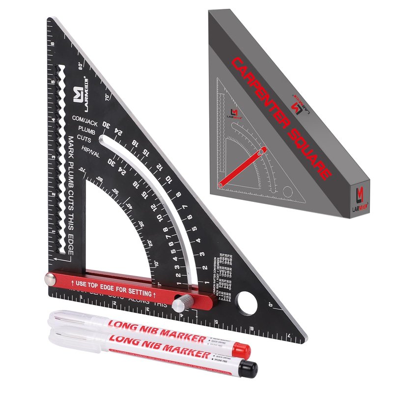 LARMEIL Carpenter Square 7 inch Woodworking Tools Adjustable Rafter Square Carpenter Tools, Combination Square Framing Square, Aluminium Carpentry Squares, Gift for Carpenters