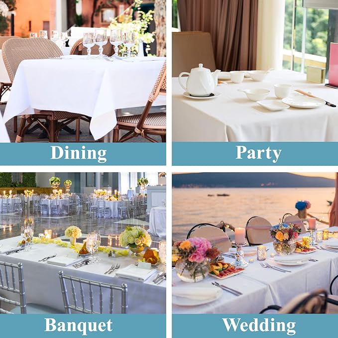 VidaFete 1 Pack Tablecloth 60 * 120inch Rectangle Table Cloth Polyester, Stain Wrinkle Resistant Dining Table Cover for Kitchen Dinning Party Wedding Rectangle Tabletop Buffet Decoration(White)