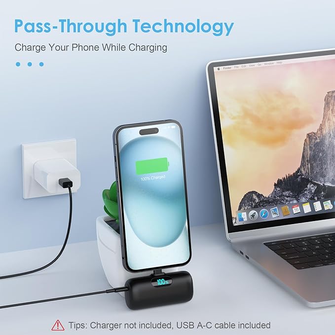 [2 Pack]Small Portable Charger for iPhone 17/16/15 Series5000mAh 3A PD USB C Power Bank Mini Travel Essentials Battery Pack for iPhone 17/17 Pro/16/16 Plus/16 Pro/15 Pro MaxSamsungAndroid/LG etc