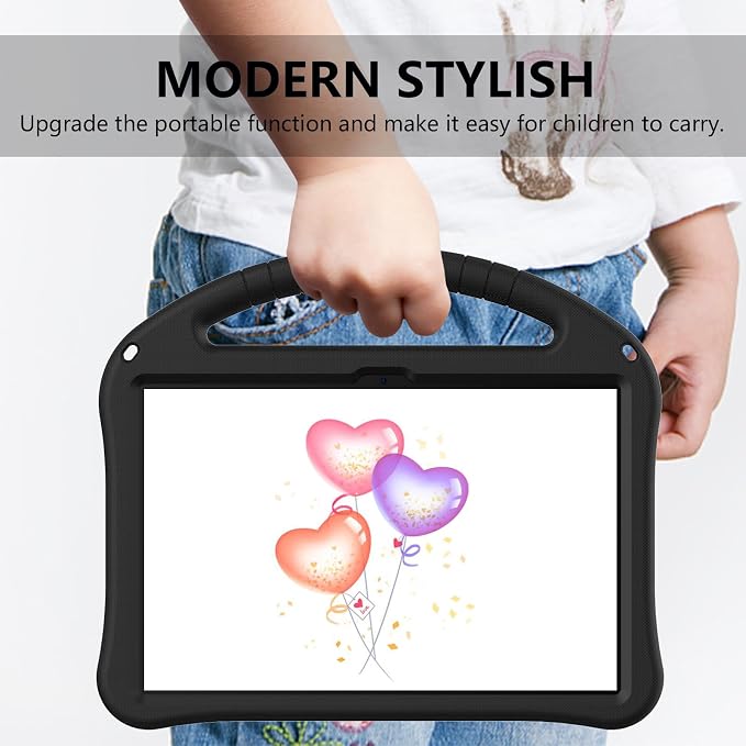 for Revvl Tab 2 Case 2025 Kids EVA Cover with Strap Handle Stand for Tmobile Revvl Tab 2 Case 10.1'' Black