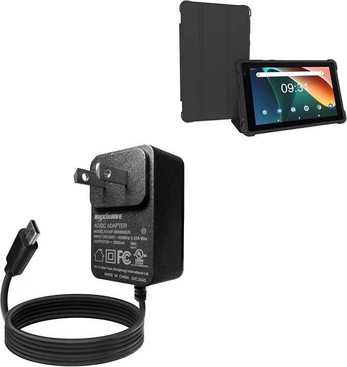 BoxWave Charger Compatible with NOVOJOY Q2 Android 11 Tablet (7 in) - Wall Charger Direct (15W) Rapid Charge Your Device with Built-in 3ft Cable