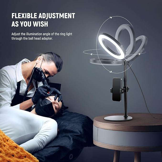 NEEWER 12" 24W High Power Desk Ring Light with Stand/Phone Holder, LED Selfie Video Conference Lighting for iPhone Streaming Makeup Vlog Recording Laptop Computer Webcam Zoom Call Podcast, RH12B