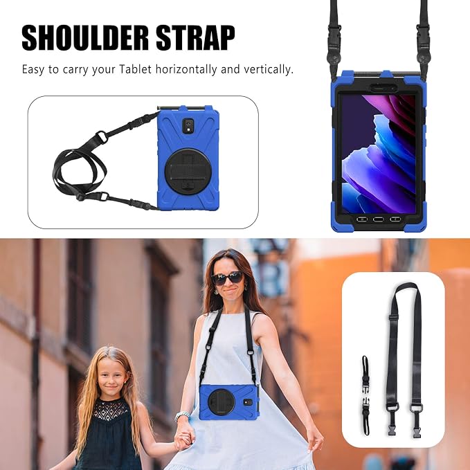 Samsung Galaxy Tab Active3/Active5 8.0 Case with 360 Stand Handle Hand Strap &amp Shoulder Strap for Samsung Galaxy Tab Active5 8 2024 Active3 8 2020 SM-X300/X307/T570/T577 (Black)