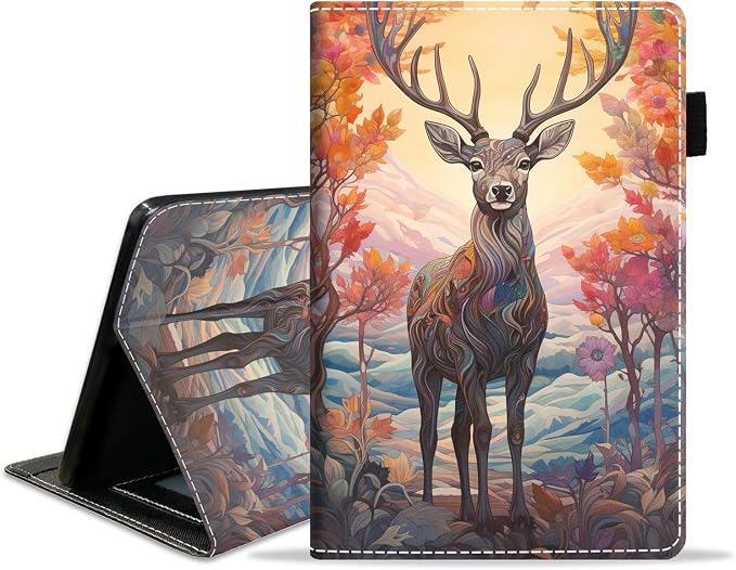 Case for Amazon Kindle Fire 7 Tablet (7 Display 12th Generation 2022 Release) Slim PU Leather Stand Folio Cover with Card Slot &amp Auto Wake Sleep Abstract Paint Butterfly
