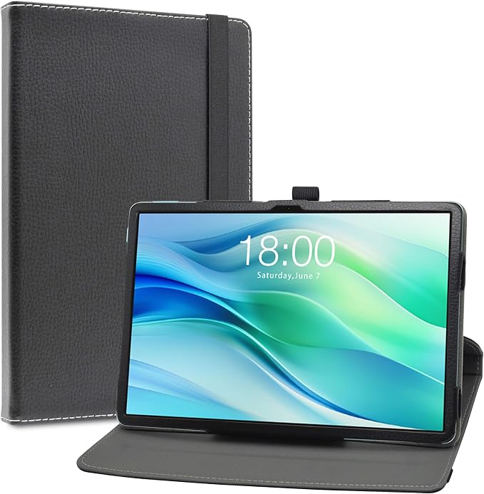 LiuShan for TECLAST P50 CaseDOOGEE U11 Case，U11 PRO Case，360 Degree Rotation Stand PU Cover for 11 TECLAST P50 2024/TECLAST P50S/DOOGEE U11/U11 PRO Tablet(Not Fit TECLAST P50 2025)Black