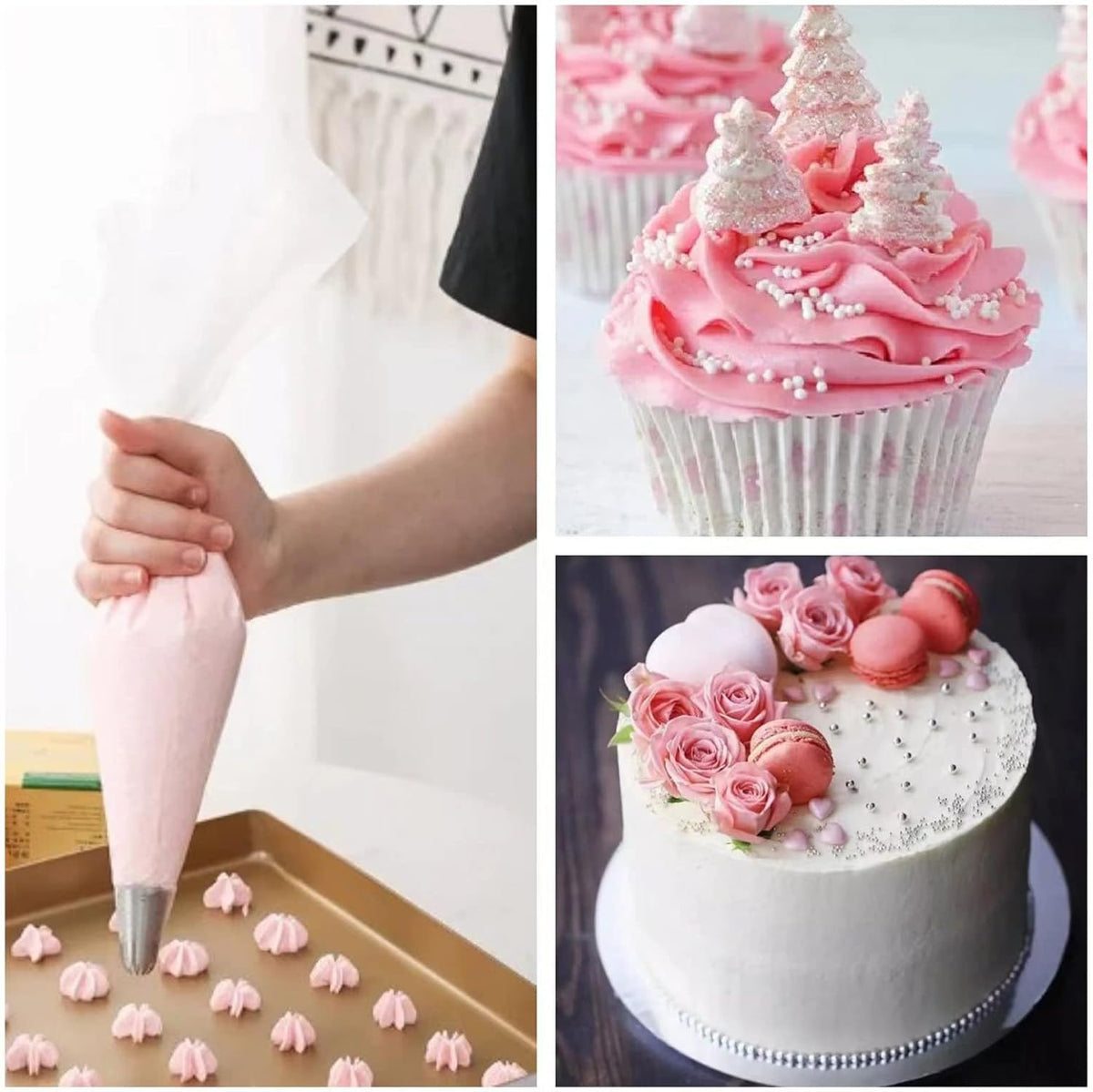 23 inch Frosting Piping Bag Disposable, AMBESTAR 100 Pieces Professional Clear Huge Thickened Cake Decorating Bag for Cream Frosting, Cakes and Cookies Decoration, Baking Lovers Accessories