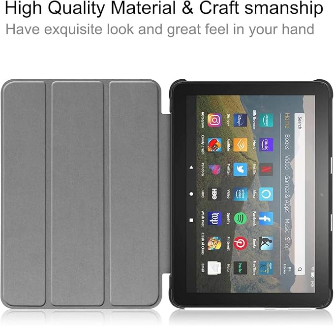 Case for Amazon Fire HD 8 Tablet (12th/10th Generation 2024/2022/2020 Release) &amp HD 8 Plus Multi-Angle PU Leather Protective Stand Cover with Auto Wake/Sleep Bookish Book Lovers