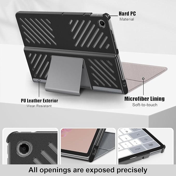 Case Compatible with Lenovo Tab Plus Tablet 2024 Folio Case for Lenovo Tab Plus 11.5 inch (TB351FU) Hard Shell Smart CoverBlack