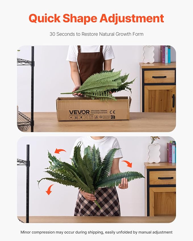 VEVOR Artificial Ferns 1Pcs, 47 Inch Artificial Boston Ferns Plants, Faux Fern with 88 Branches, Artificial Plants Large for Outdoors/Indoor Home, Office,Garden (Flowerpot Unincluded)