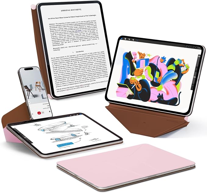 MOFT Dynamic Folio Case for iPad Pro 11-inch (M5 2025 / M4 2024) Slim Magnetic Stand Case with 20+ Viewing Angles Auto Wake/Sleep Ultra Thin Light Pink