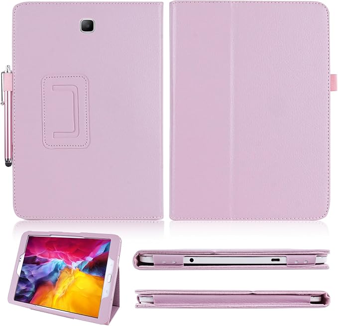 Slim Leather Case for Samsung Galaxy Tab A 8.0 inch 2015 (SM-T350 T357 T355 P350 P355) Multi-Angle Stand Full-Protective Tablet Cover Book Case with Stylus PenScreen Film (Black)
