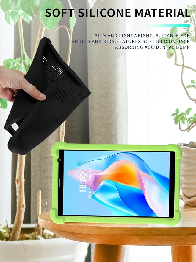 Case for PRITOM B8/PRITOM L8/VASOUN Tab8 Tablet 8 Inch- Soft Silicone Shock Proof Lightweight Stand Rubber Shell Protective CoverKids Friendly Soft Silicone Adjustable Stand CoverBlack