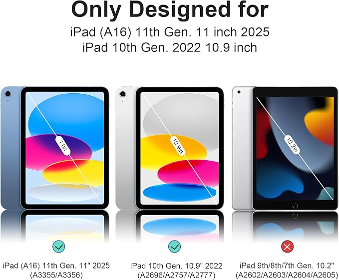 Magnetic Case for iPad (A16) 11th Generation 11 Inch 2025 Smart Folio for iPad 10th Generation 10.9 inch 2022 Trifold Stand Tablet Cover with Auto Sleep/Wake Slim Lightweight Case Black