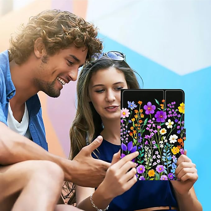 for Walmart Onn 10.1 2024 Onn 10.1 Gen 4 Universal Tablet Case 360 Degree Rotating Kickstand Protective Stand Case with Multiple Viewing PU Leather Shell Case Black Book Cat