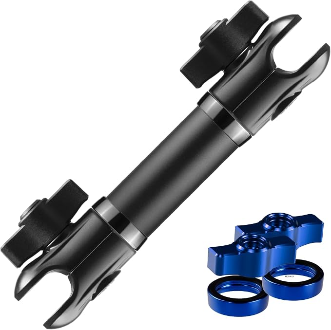Tackform 10 Long 20mm Ball and Socket Arm DuraLock 20 Series Aluminum Tube Arm | Dual 20mm Sockets and Optional Anti-Theft Knobs | Black