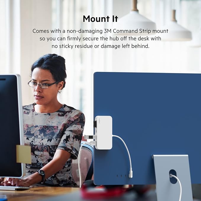 Belkin 6-in-1 USB-C Hub, iMac 24 inch Docking Station with SD & microSD Card Reader, Gigabit Ethernet, 2 USB-A Ports, and USB-C Port for Fast Data Transfers and Peripherals