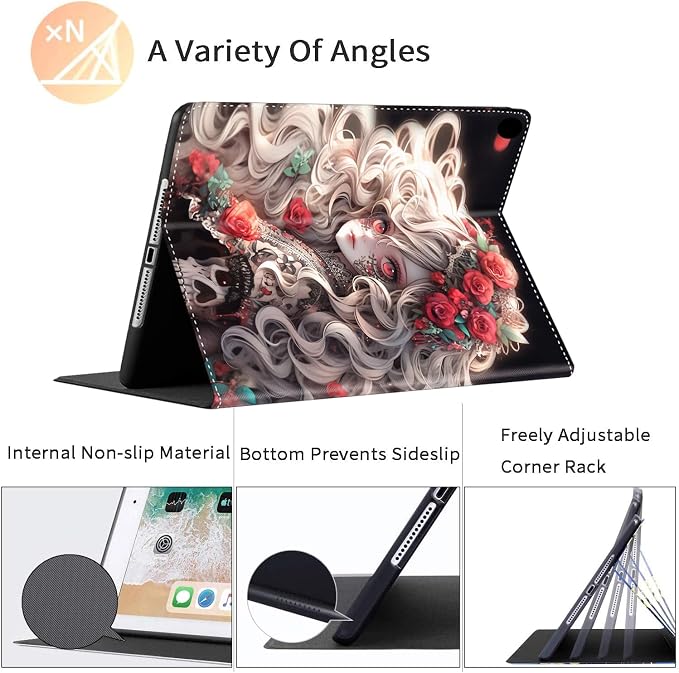 Case for iPad Pro 11 Inch 2022/2021/2020 (4th/3rd/2nd Gen) for iPad Air 5th / 4th Generation 10.9 Inch (2022/2020) Durable Shockproof Protective Cover，Black Woman Queen Afro Design
