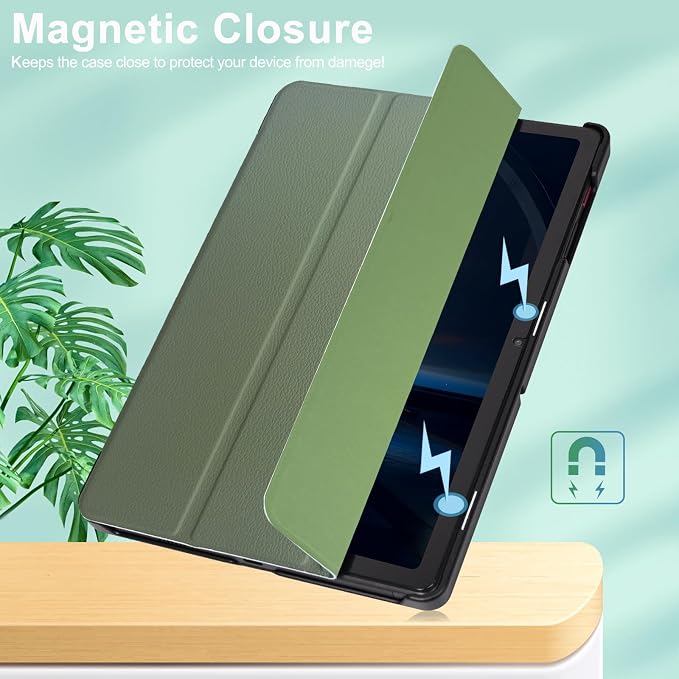 Caweet Case for T-Mobile Revvl Tab 2 10.1 Inch 2025 Released Lightweight Hard Back Shell Tri-Fold Stand Cover with Magnetic Closure Almond Blossom